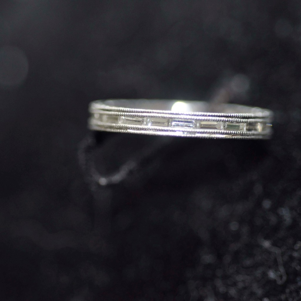 David Klass Engraved 1.04Ct Solid Platinum Baguett - Picture 6 of 12